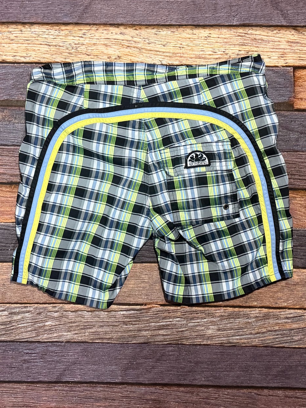Sundek Mens Board Shorts Green Rainbow Stripe Swim Men's Trunks